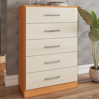 Cômoda Angra 5 Gavetas Cinamomo/Off White - Panorama Móveis