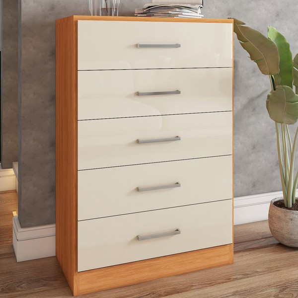 Cômoda Angra 5 Gavetas Cinamomo/Off White - Panorama Móveis