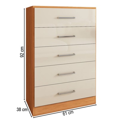 Cômoda Angra 5 Gavetas Cinamomo/Off White - Panorama Móveis