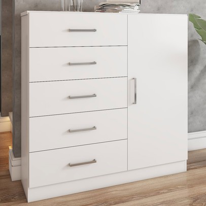 Cômoda Angra 5 Gavetas 1 Porta Branco - Panorama Móveis