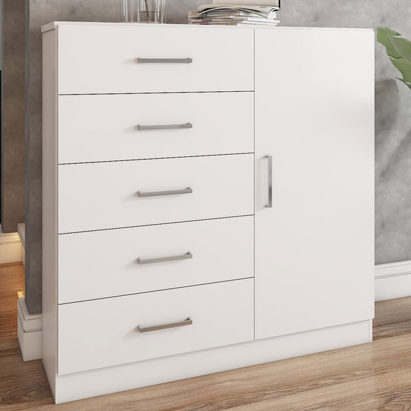 Cômoda Angra 5 Gavetas 1 Porta Branco - Panorama Móveis