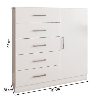Cômoda Angra 5 Gavetas 1 Porta Branco - Panorama Móveis
