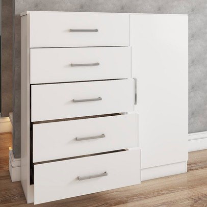 Cômoda Angra 5 Gavetas 1 Porta Branco - Panorama Móveis