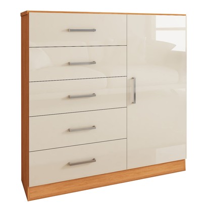 Cômoda Angra 5 Gavetas 1 Porta Cinamomo/Off White - Panorama Móveis