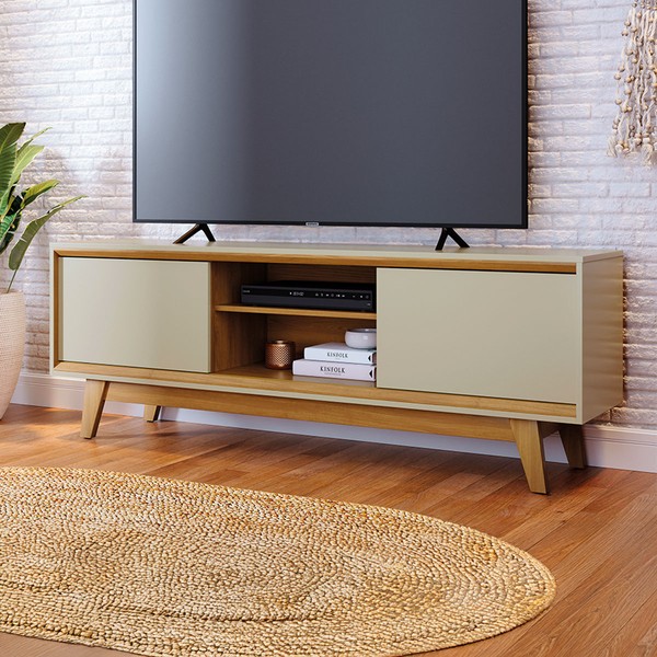 Rack para TV Até 65 Polegadas Giovanna 2 Portas Cumaru/Opala - Pnr Móveis