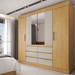 Guarda-Roupa Casal Honey 4 Portas 6 Gavetas com Espelho Cinamomo/Off White - Panorama Móveis