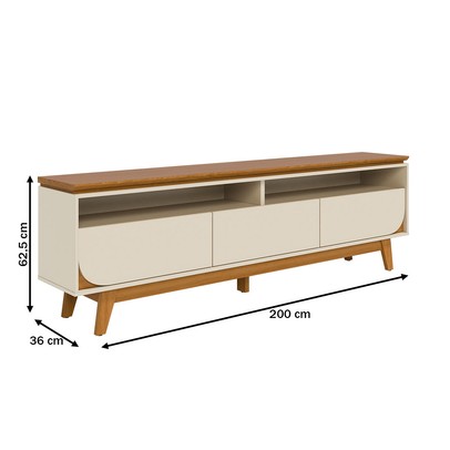 Rack para TV Até 75 Polegadas Falcon 3 Gavetas Cinamomo/Off White - Pnr Móveis