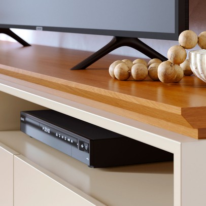 Rack para TV Até 75 Polegadas Falcon 3 Gavetas Cinamomo/Off White - Pnr Móveis