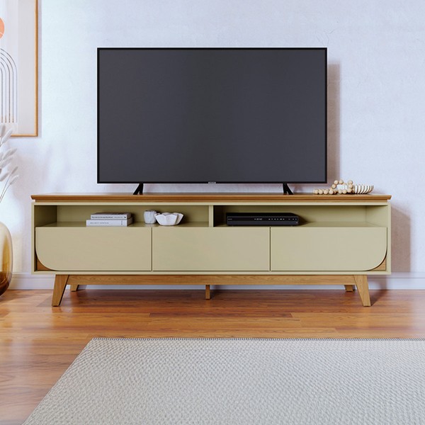Rack para TV Até 75 Polegadas Falcon 3 Gavetas Cumaru/Opala - Pnr Móveis