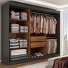 Guarda-Roupa Casal Harvard 3 Portas 2 Gavetas 100% Mdf Preto - Panorama Móveis