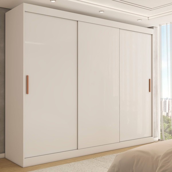 Guarda-Roupa Casal Harvard 3 Portas 2 Gavetas 100% Mdf Branco - Panorama Móveis