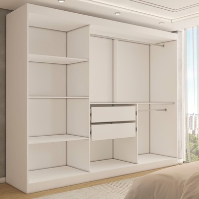 Guarda-Roupa Casal Harvard 3 Portas 2 Gavetas 100% Mdf Branco - Panorama Móveis