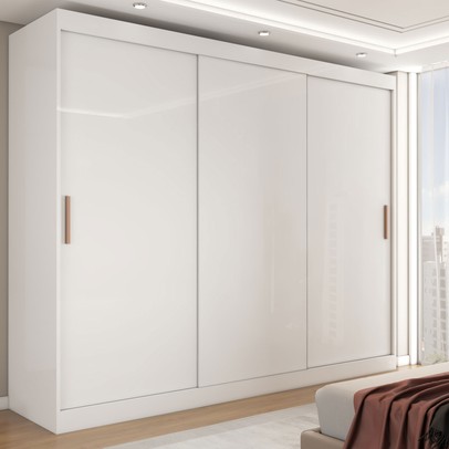 Guarda-Roupa Casal Harvard 3 Portas 2 Gavetas 100% Mdf Branco - Panorama Móveis