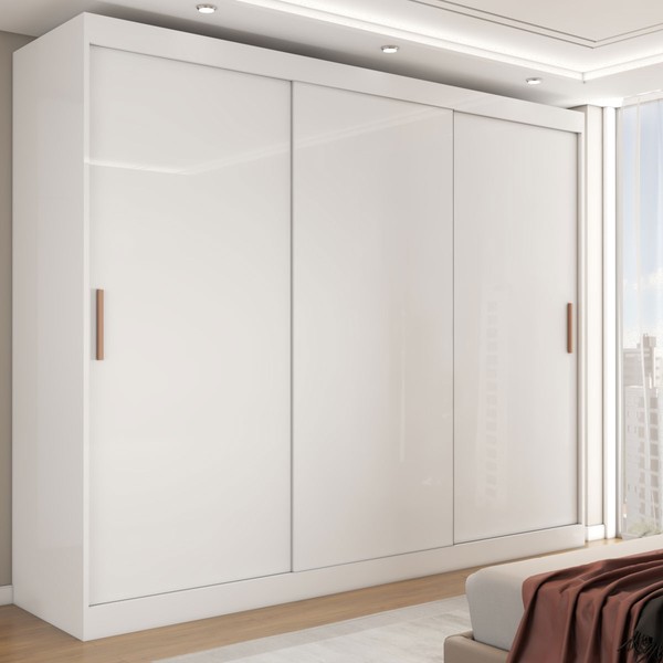 Guarda-Roupa Casal Harvard 3 Portas 2 Gavetas 100% Mdf Branco - Panorama Móveis