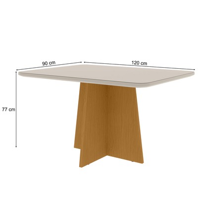 Mesa de Madeira Evora com Vidro Nature/Off White - Art Panta