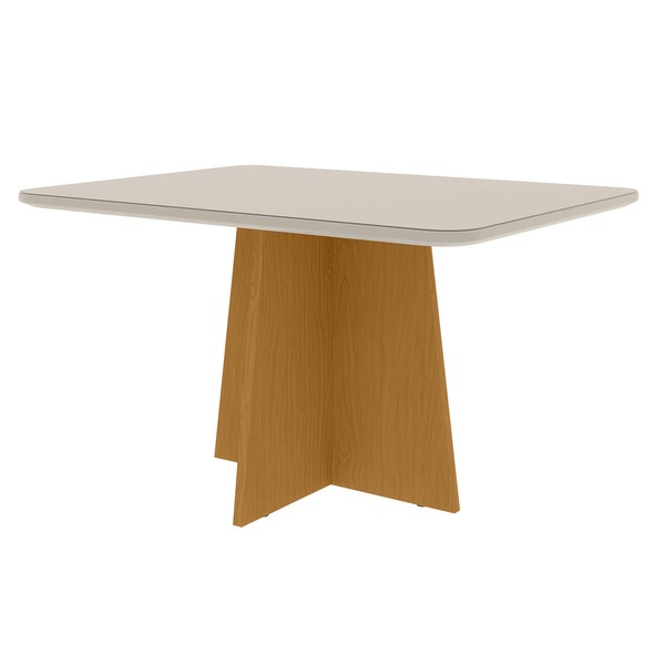 Mesa de Madeira Evora com Vidro Nature/Off White - Art Panta
