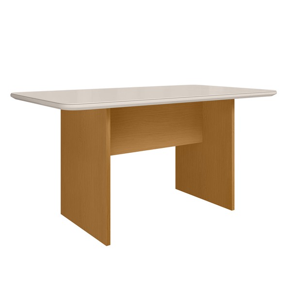 Mesa de Madeira Cairo com Vidro Nature/Off White - Art Panta