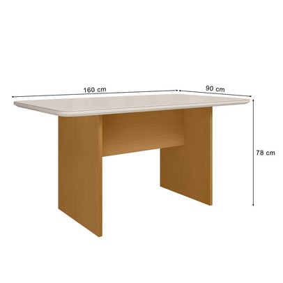 Mesa de Madeira Cairo com Vidro Nature/Off White - Art Panta