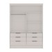 Guarda-Roupa Solteiro Vicenza 2 Portas 6 Gavetas com Espelho Branco - Pnr Móveis