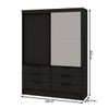 Guarda-Roupa Solteiro Vicenza 2 Portas 6 Gavetas com Espelho Preto - Pnr Móveis