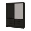 Guarda-Roupa Solteiro Vicenza 2 Portas 6 Gavetas com Espelho Preto - Pnr Móveis