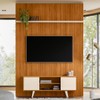 Rack com Painel para TV Até 65 Polegadas New Panorama 2 Portas 2 Prateleiras Cinamomo/Off White - Madetec