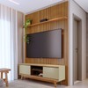 Rack com Painel para TV Até 70 Polegadas Milo 2 Portas 2 Prateleiras Cumaru/Opala - Madetec