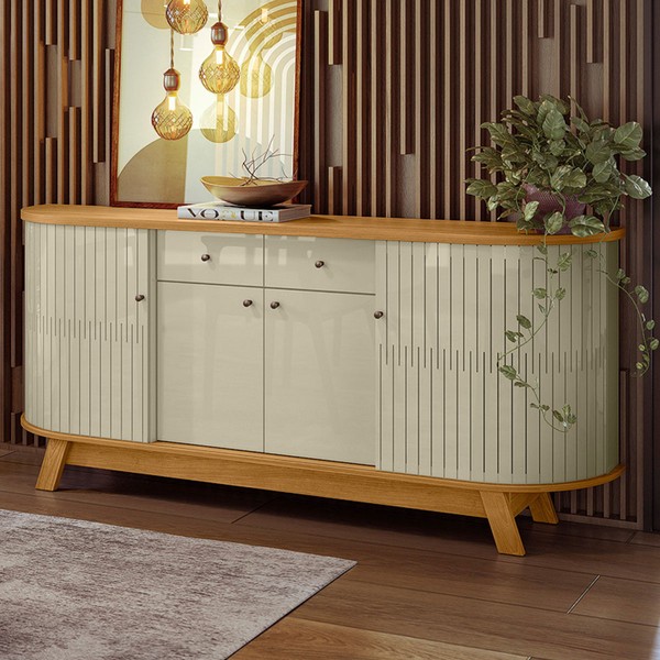 Balcão Buffet Angio 4 Portas 2 Gavetas Cumaru/Opala - Pnr Móveis