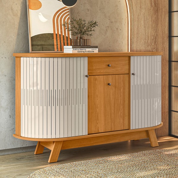 Balcão Buffet Impala 1 Gaveta 2 Portas Cinamomo/Off White - Pnr Móveis