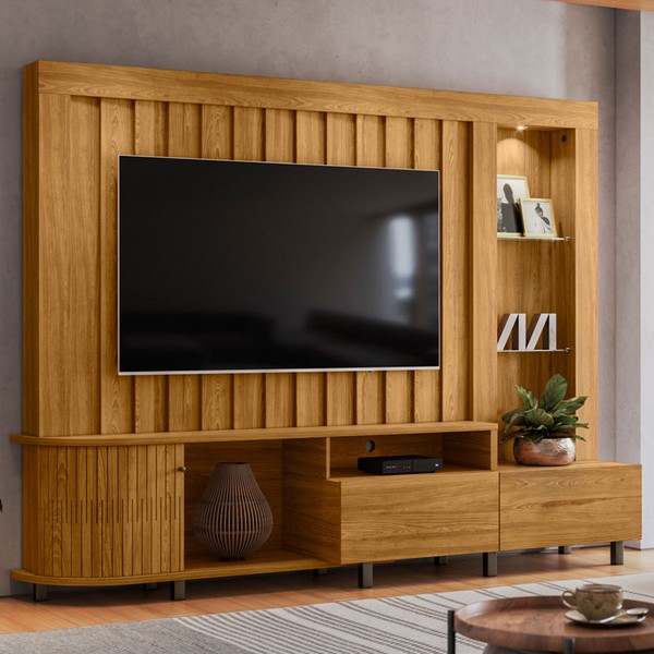 Estante para TV Até 70 Polegadas Woman 1 Porta 2 Gavetas Cumaru - Pnr Móveis