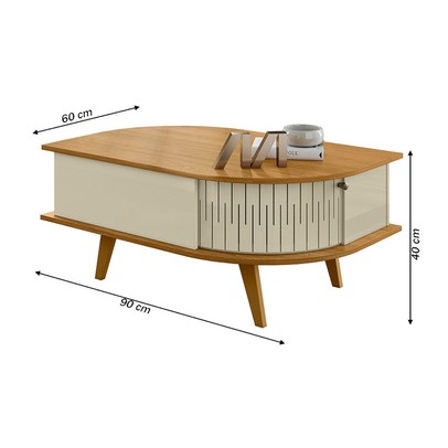 Mesa de Centro Colts 2 Portas Cumaru/Opala - Pnr Móveis