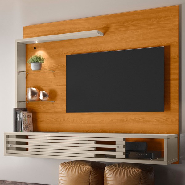 Painel para TV Até 50 Polegadas Stock Select 2 Portas Cinamomo/Off White - Pnr Móveis