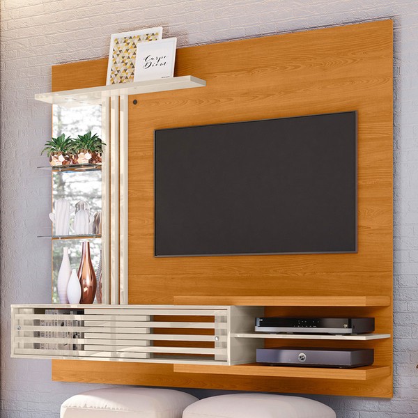 Painel para TV Até 55 Polegadas Stock Supreme 2 Portas Cinamomo/Off White - Pnr Móveis