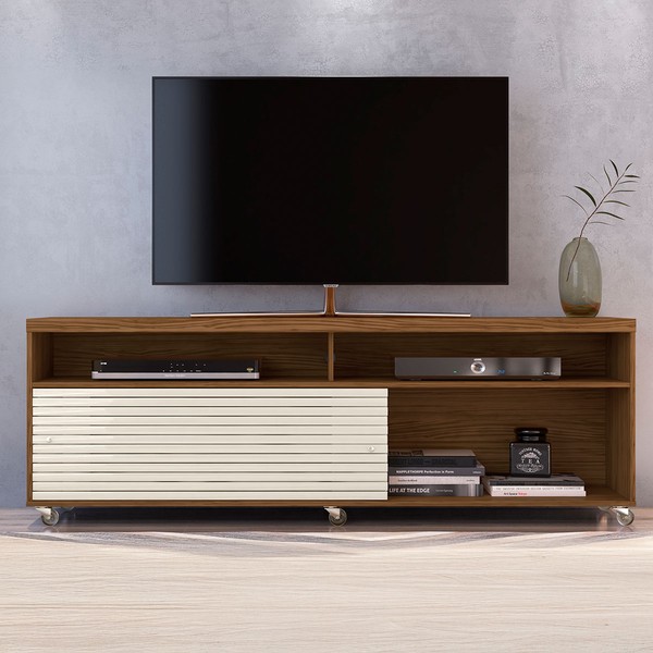 Rack para TV Até 65 Polegadas Confort 2 Portas Cedro/Off White - Pnr Móveis