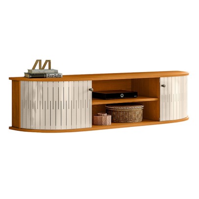 Rack para TV Até 60 Polegadas Suspenso Fast 2 Portas Cinamomo/Off White - Pnr Móveis