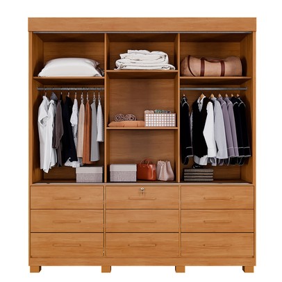 Guarda-Roupa Casal Copenhague 3 Portas 9 Gavetas com Espelho Flex Cinamomo/Off White - Pnr Móveis