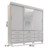 Guarda-Roupa Casal Copenhague 3 Portas 9 Gavetas com Espelho Branco - Pnr Móveis