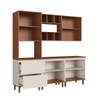 Cozinha Completa Vermont 8 Portas 2 Gavetas 100% Mdf Ripado com Vidro Off White/Canela - Pnr Móveis