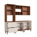 Cozinha Completa Vermont 8 Portas 2 Gavetas 100% Mdf Ripado com Vidro Off White/Canela - Pnr Móveis
