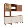 Cozinha Completa Vermont 8 Portas 2 Gavetas 100% Mdf Ripado com Vidro Off White/Canela - Pnr Móveis