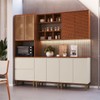 Cozinha Completa Vermont 8 Portas 2 Gavetas 100% Mdf Ripado com Vidro Off White/Canela - Pnr Móveis