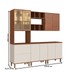 Cozinha Completa Vermont 8 Portas 2 Gavetas 100% Mdf Ripado com Vidro Off White/Canela - Pnr Móveis