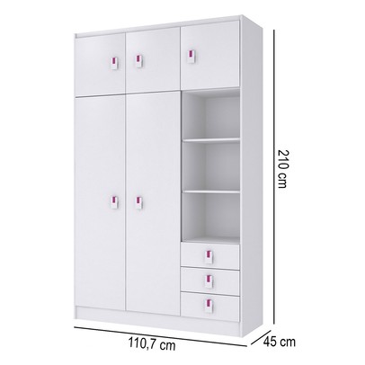 Guarda-Roupa Infantil Baby 5 Portas 3 Gavetas Branco - Percasa