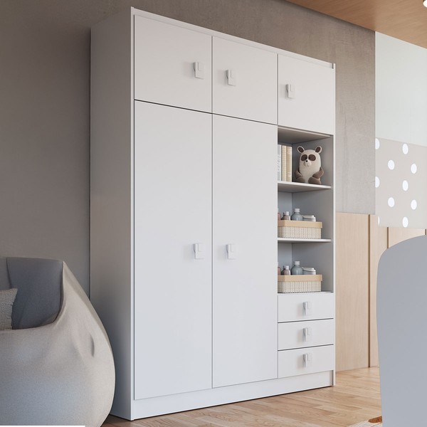 Guarda-Roupa Infantil Baby 5 Portas 3 Gavetas Branco - Percasa