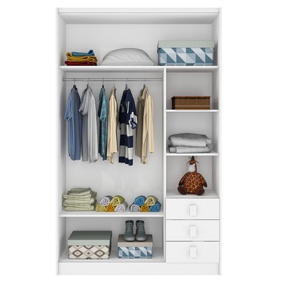 Guarda-Roupa Infantil Baby 5 Portas 3 Gavetas Branco - Percasa
