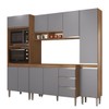 Armário de Cozinha Thalia 10 Portas 3 Gavetas Freijó/Cinza/Branco - Pnr Móveis