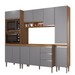 Armário de Cozinha Thalia 10 Portas 3 Gavetas Freijó/Cinza/Branco - Pnr Móveis