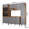 Armário de Cozinha Thalia 10 Portas 3 Gavetas Freijó/Cinza/Branco - Pnr Móveis