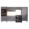 Armário de Cozinha Thalia 13 Portas 3 Gavetas Freijó/Cinza/Branco - Pnr Móveis