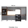 Armário de Cozinha Thalia 13 Portas 3 Gavetas Freijó/Cinza/Branco - Pnr Móveis